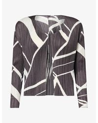 Pleats Please Issey Miyake - Fold Line Pleated Knitted Cardigan - Lyst