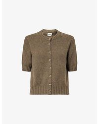 KHAITE - Nora Short-Sleeve Knitted Cashmere Cardigan - Lyst