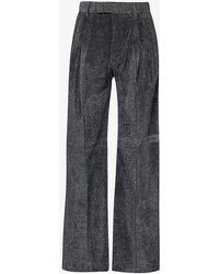Amiri - Metallic-weave Pleated Straight-leg High-rise Woven Trousers - Lyst