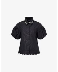 Simone Rocha - Beaded Collared Cotton Shirt - Lyst