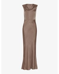 Whistles - Cowl-Neck Tie-Back Satin Maxi Dress - Lyst