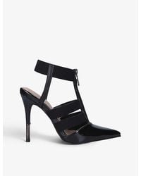 Carvela Kurt Geiger - Kunning Zipped Pointed-toe Patent Faux Leather And Woven Courts - Lyst
