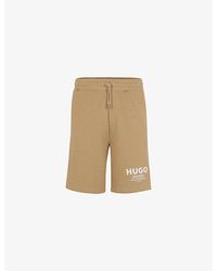 HUGO - Brand-Print Drawstring-Waist Cotton-Jersey Shorts - Lyst