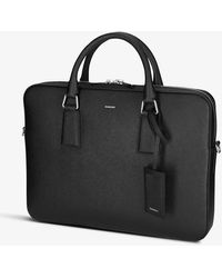 Sandro Logo-embossed Slim Leather Briefcase in Black for Men Mens Bags Briefcases and laptop bags 