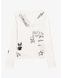 Zadig & Voltaire - Tunisien Graphic-Print Long-Sleeve Cotton T-Shirt - Lyst
