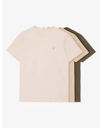 AllSaints - Brace Logo-Embroidered Pack Of Three Cotton-Jersey T-Shirts - Lyst