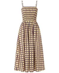 Amy Lynn - Darcy Polka-Dot Smocked Cotton Midi Dress - Lyst