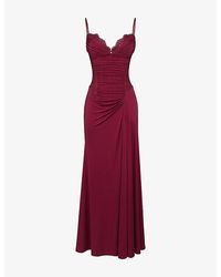 House Of Cb - Sabrine Lace-Trim Stretch-Jersey Maxi Dress - Lyst
