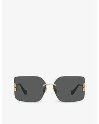 Miu Miu - Miu Mu 54Ys Square-Frame Metal Sunglasses - Lyst