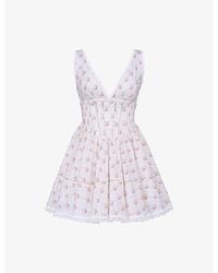 House Of Cb - Salma Floral-Print Stretch-Cotton Mini Dress Xs (A-C Cup) - Lyst