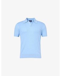 dunhill - Short-Sleeve Cable-Knit Cotton And Silk-Blend Polo Shirt - Lyst