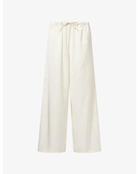 Atelier Ninety Five - Wide-Leg Drawstring Satin Trousers - Lyst