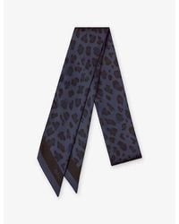 Mulberry - Leopard-Print Skinny Woven Scarf - Lyst