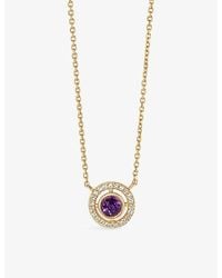 Astley Clarke - February Birthstone 14Ct- Amethyst And 0.08Ct Lab-Grown Diamond Pendant Necklace - Lyst