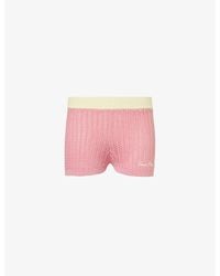 House Of Sunny - Brand-embroidered Mid-rise Cotton Shorts - Lyst