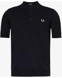 Fred Perry - Logo-embroidered Striped-trim Wool And Cotton-blend Knitted Polo Shirt - Lyst