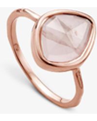 Monica Vinader - Siren Recycled 18ct Rose Gold-plated Vermeil Sterling Silver And Rose Quartz Stacking Ring - Lyst