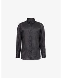 Tom Ford - Striped-Print Long-Sleeves Slim-Fit Silk-Blend Shirt - Lyst
