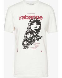 Rabanne - Graphic-print Round-neck Cotton-jersey T-shirt - Lyst