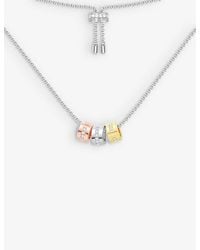 Apm Monaco - Morse Code Sterling-silver, 18ct Rose Gold-plated Brass And Zirconia Necklace - Lyst