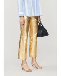 Sandro Slim-fit Metallic Leather Trousers