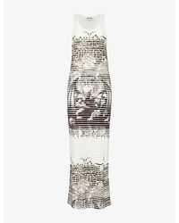 Jean Paul Gaultier - Diablo Graphic-print Slim-fit Cotton-blend Maxi Dres - Lyst