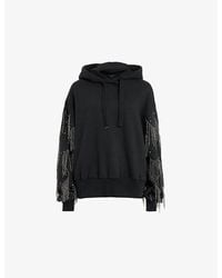 AllSaints - Lennon Tassel-Embellished Relaxed-Fit Organic-Cotton Hoody - Lyst