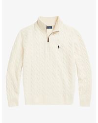 Polo Ralph Lauren - Cable-Knit Quarter-Zip Wool And Cashmere Jumper - Lyst