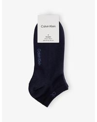 Calvin Klein - Logo-Print Stretch Cotton-Blend Trainer Socks Pack Of Three - Lyst
