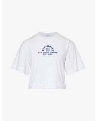 Off-White c/o Virgil Abloh - Whitecrackled Logo-print Cropped Cotton-jersey T-shirt X - Lyst