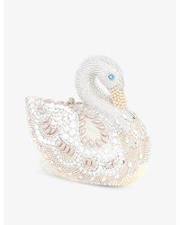 Judith Leiber - Swan Viveka Crystal-embellished Brass Clutch Bag - Lyst