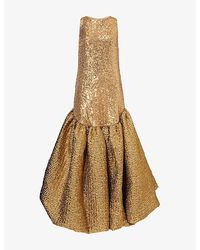 ‎Dima Ayad - Sequined Cloqué Bubble Woven Gown - Lyst
