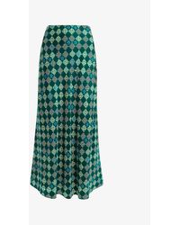 Whistles - Checkerboard-print Bias-cut Silk Midi Skirt - Lyst
