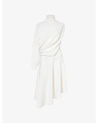 Alaïa - Asymmetric Cut-Out Wool Midi Dress - Lyst