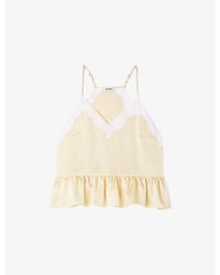 Sandro - V-Neck Ruffle-Hem Woven Top - Lyst