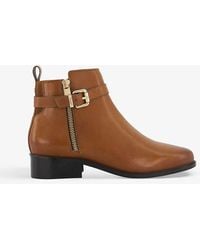 Dune - Pepi Buckle-embellished Leather Heeled Ankle Boots - Lyst