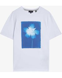 Ted Baker - Orma Floral Graphic-print Organic-cotton T-shirt - Lyst