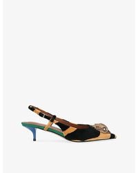 Kurt Geiger - Large Eagle 40 Velvet Sling-Back Courts - Lyst