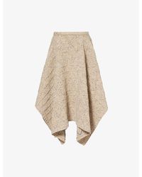Bottega Veneta - Checked-knit Asymmetric-hem Wool Midi Skirt - Lyst