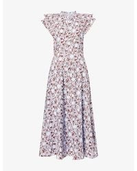 ME+EM - Floral-Print Fit-And-Flare Woven Midi Dress - Lyst