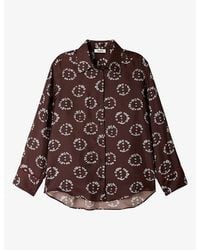 Sandro - Floral-Print Long-Sleeve Silk Shirt - Lyst