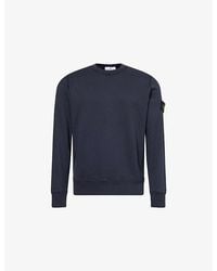 Stone Island - Brand-Patch Crewneck Cotton-Fleece Sweatshirt - Lyst