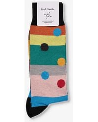 Paul Smith - Enrique Stripe And Spotty Stretch-organic-cotton Blend Socks - Lyst