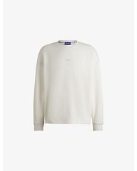 HUGO - Crewneck Brand-Print Cotton-Jersey Sweatshirt - Lyst