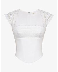 House Of Cb - Fiorella Broderie Anglaise-Trim Stretch-Cotton Corset Top - Lyst