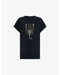 AllSaints - Scorpion Imogen Boy Bead-embellished Organic-cotton T-shirt - Lyst