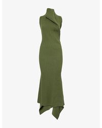 Victoria Beckham - Ribbed Sleeveless Wool-Blend Midi Dress - Lyst