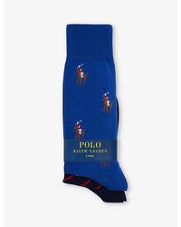 Polo Ralph Lauren - Logo-embroidered Crew-length Pack Of Two Cotton-blend Socks - Lyst