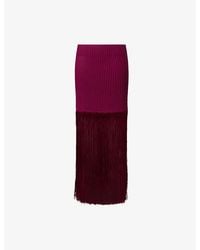 Alaïa - Fringed Tube Knit Midi Skirt - Lyst