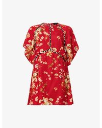 AllSaints - Xena Floral-Print Lyocell Mini Dress - Lyst